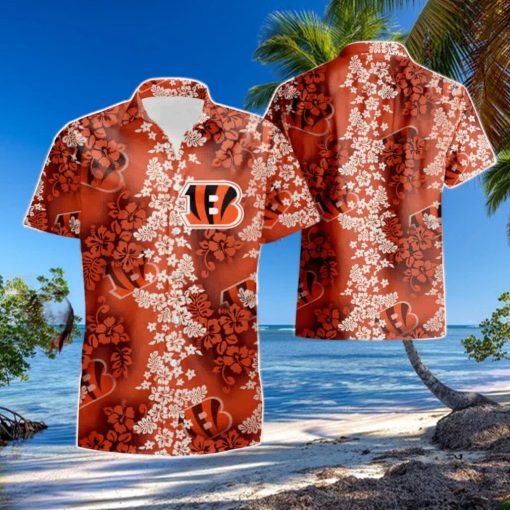 Cincinnati Bengals Hibiscus Flower Orange Summer Beach Hawaiian Shirt