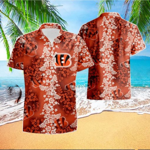 Cincinnati Bengals Hibiscus Flower Orange Summer Beach Hawaiian Shirt