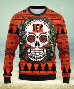 Cincinnati Bengals Skull Flower Ugly Christmas Ugly Sweater