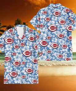 Cincinnati Reds Team Lover Hibiscus Light Blue Aloha Hawaiian Shirt shirt