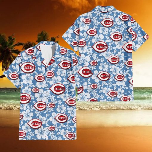 Cincinnati Reds Team Lover Hibiscus Light Blue Aloha Hawaiian Shirt shirt