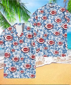 Cincinnati Reds Team Lover Hibiscus Light Blue Aloha Hawaiian Shirt shirt