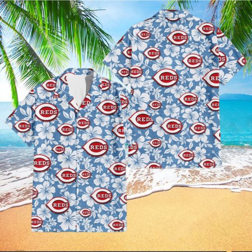 Cincinnati Reds Team Lover Hibiscus Light Blue Aloha Hawaiian Shirt shirt