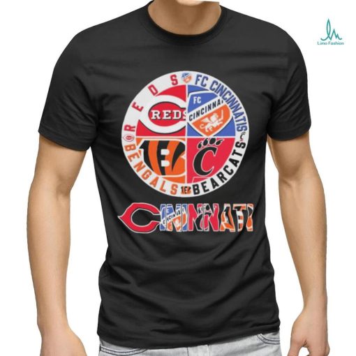 Cincinnati Sports Teams Logo Reds, Fc Cincinnati, Bearcats And Bengals Shirt