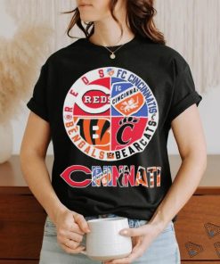 Cincinnati Sports Teams Logo Reds, Fc Cincinnati, Bearcats And Bengals Shirt