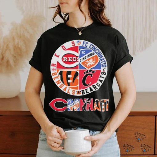Cincinnati Sports Teams Logo Reds, Fc Cincinnati, Bearcats And Bengals Shirt