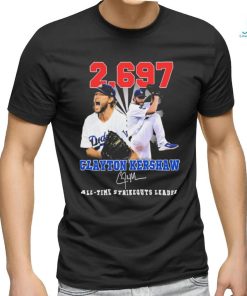 Clayton Kershaw 2,697 All Time Strikeouts Leader Signatures Shirt