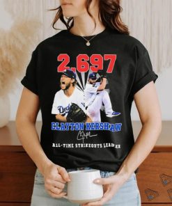 Clayton Kershaw 2,697 All Time Strikeouts Leader Signatures Shirt