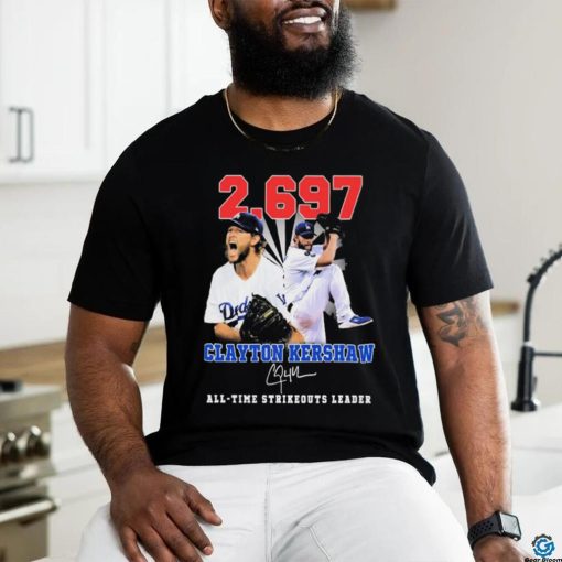 Clayton Kershaw 2,697 All Time Strikeouts Leader Signatures Shirt