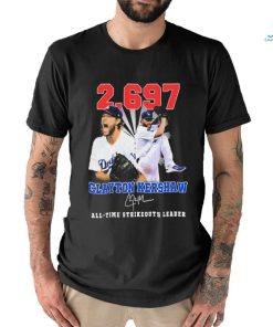 Clayton Kershaw 2,697 All Time Strikeouts Leader Signatures Shirt