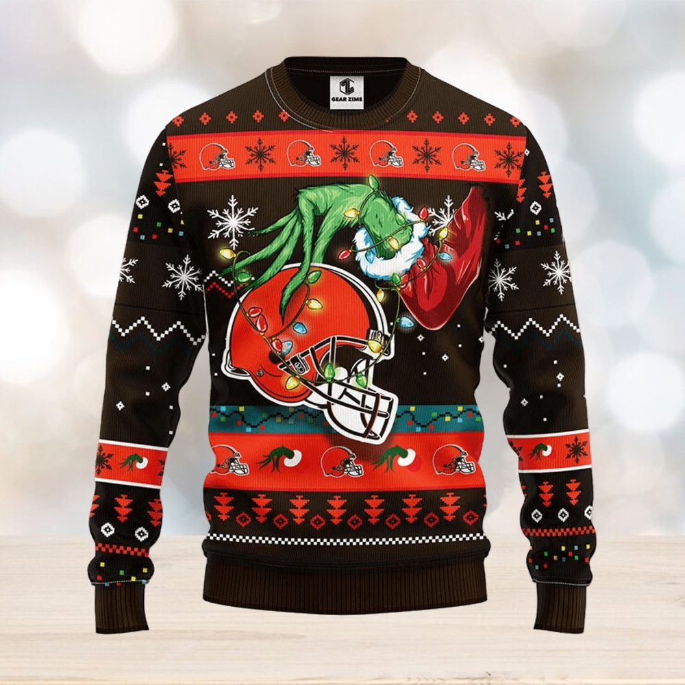 Santa Grinch Cleveland Browns Shit On Other Teams Christmas Sweater, Shirt