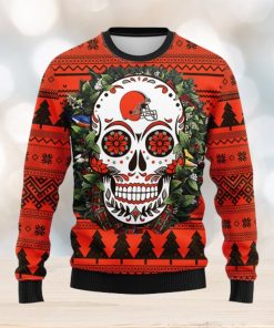 Cleveland Browns Christmas Skull Halloween Ugly Christmas Sweater