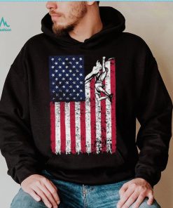 Climbing American Flag USA US Patriotic T Shirt