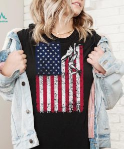 Climbing American Flag USA US Patriotic T Shirt