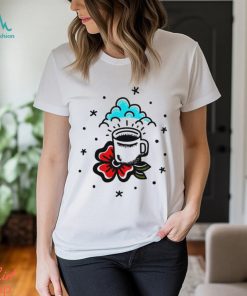 Coffee 4 life with flower and blue cloud shirt