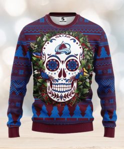 Colorado Avalanche Skull Flower Ugly Christmas Ugly Sweater