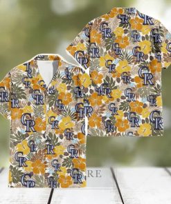 Colorado Rockies Brown Yellow Hibiscus White Background 3D Hawaiian Shirt