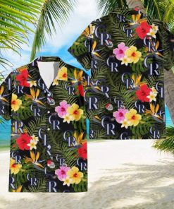 Colorado Rockies Colorful Hibiscus Green Leaf Back Background 3D Hawaiian Shirt