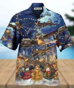 Combat Aircraft Merry Christmas Night Hawaiian Shirt