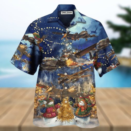 Combat Aircraft Merry Christmas Night Hawaiian Shirt