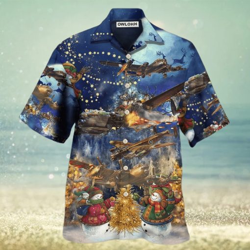 Combat Aircraft Merry Christmas Night Hawaiian Shirt