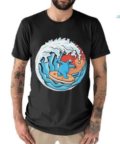 Cookie Monster surfing a great wave logo shirt