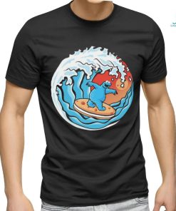 Cookie Monster surfing a great wave logo shirt