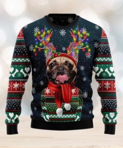 Cool French Bulldog Christmas Light Ugly Christmas Sweater