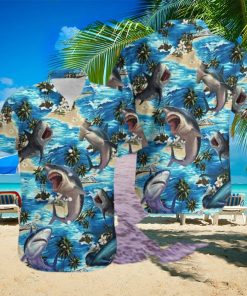 Cool Shark Summer Vibe Tropical Hawaiian Aloha Shirts