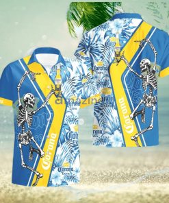 Corona Extra Beer Skeleton Dancing Happy Hawaiian Shirt And Shorts Halloween Gift Summer Gift