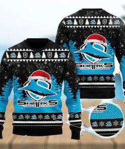 Cronulla Sutherland Sharks All Over Print Christmas Knitting Ugly Sweater