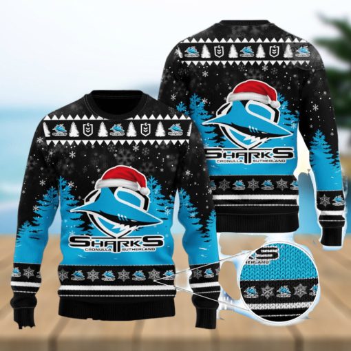 Cronulla Sutherland Sharks All Over Print Christmas Knitting Ugly Sweater