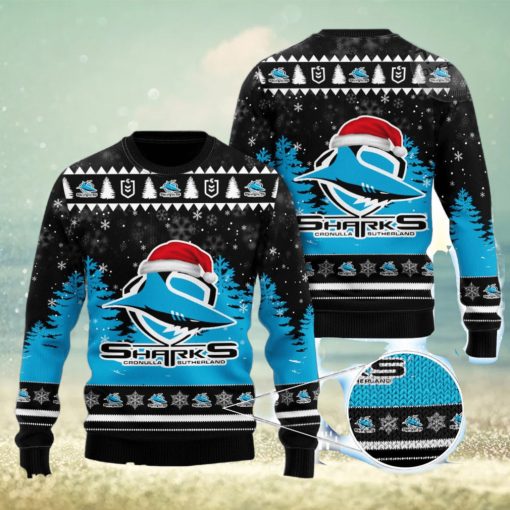 Cronulla Sutherland Sharks All Over Print Christmas Knitting Ugly Sweater