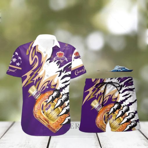 Crown Royal Canadian Whisky Monster Monster Claw Cool Gift Hawaiian Shirt And Shorts Men And Women Summer Gift