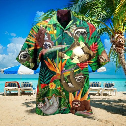 Custom 3D Sloth Happiness All Day Limited Edition Summer Beach Hawaiian Shirt