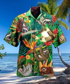 Custom 3D Sloth Happiness All Day Limited Edition Summer Beach Hawaiian Shirt