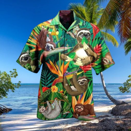 Custom 3D Sloth Happiness All Day Limited Edition Summer Beach Hawaiian Shirt