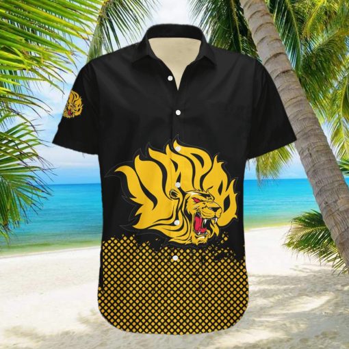 Custom Number And Name ArkansasPine Bluff Golden Lions Hawaiian Shirt Basketball Net Grunge Pattern NCAA Gift For Fans hawaiian shirt