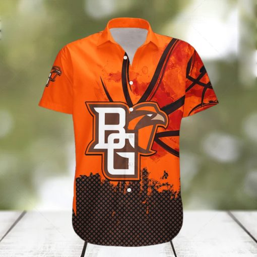 Custom Number And Name Bowling Green Falcons Hawaiian Shirt Basketball Net Grunge Pattern NCAA Gift For Fans hawaiian shirt