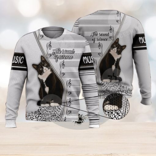 Cute Cat The Sound Of Silence 3D Full Print Ugly Sweater Christmas Gift Sweater