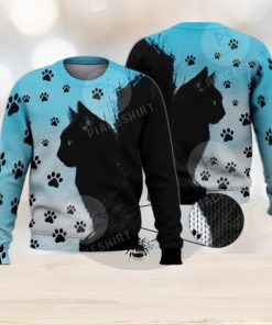 Cute Green Eyed Black Cat 3D Full Print Ugly Sweater Christmas Gift Sweater