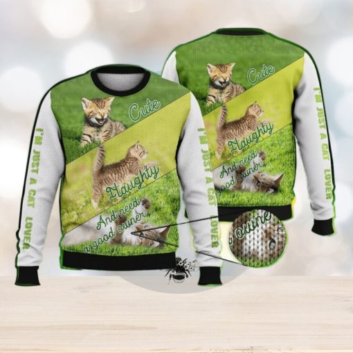 Cute Naughty And Need A Good Owner Full Print For Cat Lovers 3D Ugly Sweater Christmas Gift Sweater