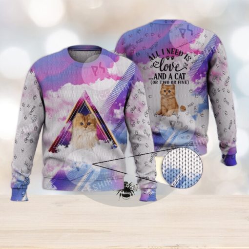 Cute Persian Cat For Cat Lovers 3D Full Print Ugly Sweater Christmas Gift Sweater