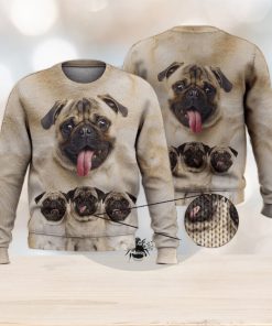 Cute Pug Face Funny Gift For Dog Lovers 3D Ugly Sweater Christmas Gift Sweater