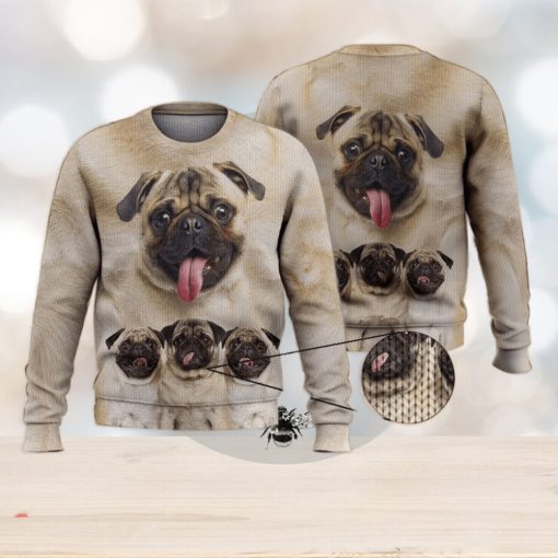 Cute Pug Face Funny Gift For Dog Lovers 3D Ugly Sweater Christmas Gift Sweater