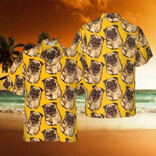 Cute Pugs Seamless Pattern Hawaiian Shirt