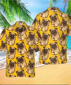 Cute Pugs Seamless Pattern Hawaiian Shirt