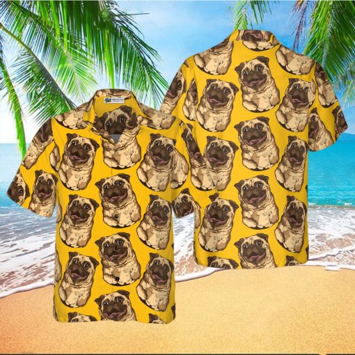 Cute Pugs Seamless Pattern Hawaiian Shirt