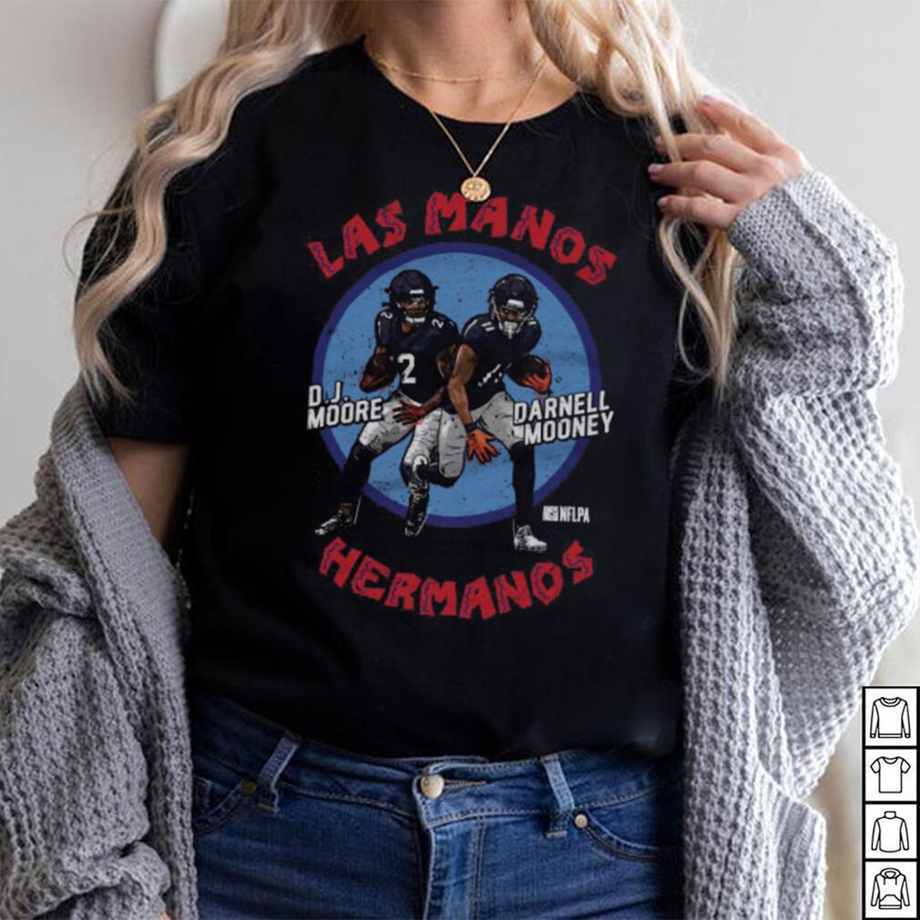 D.J. Moore & Darnell Mooney Chicago Las Manos Hermanos WHT shirt - Limotees