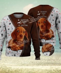 Dachshund Kisses Fix Everything Brown Cute 3D Full Print Ugly Sweater Christmas Gift Sweater